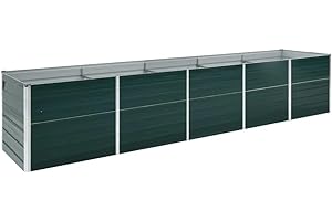 vidaXL Garden Raised Bed - Galvanised Steel, Green, 400x80x45cm - Outdoor Durable Planter Pot for Flowers, Vegetables and Herbs