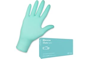 MERCATOR MEDICAL Nitrile Gloves, XS - XL, Nitrylex Green Disposable Gloves, Powder-Free Texture on the Fingertips, Micro Texture, Size: S - Pack of 100, Colour: Green