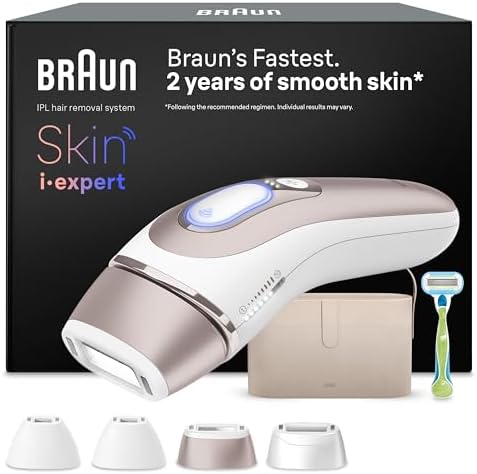 Braun Skin I·Expert Epilatore Luce Pulsata Smart, 4 Testine, PL7387 Oro