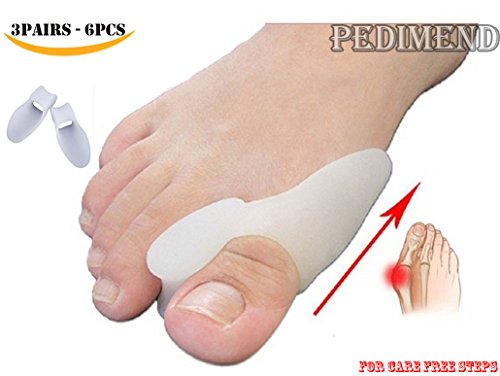 PEDIMEND™ - Bunion Guards with Toe Separators (3PAIR) - For Relief of Bunion Pain, Blisters, Calluses and Toe Overlap. To Be Worn With Shoes – Toe Straighteners Alignment - Bunion Corrector – For Hallux Valgus Issues- UNISEX - Foot Care