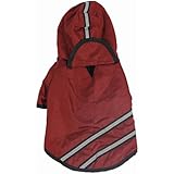 PAWZ Road Hunde Regenmantel Reflektierend mit Abnehmbaren Hut wasserdicht Regenjacke Regenkleidung Kostüm Hundemantel Hundebekleidung Hundejacke für kleine mittlere große Hunde XL Dunkle Rot Brustumfang 52cm
