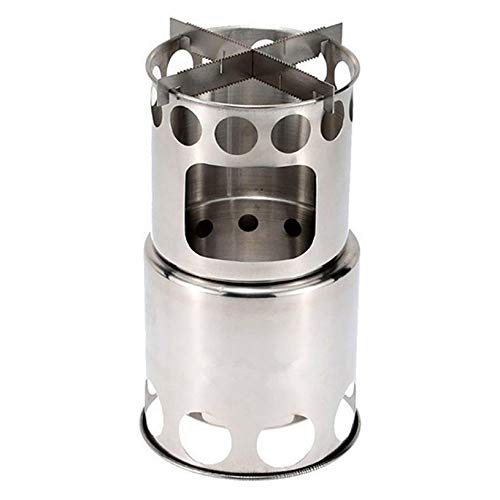 fghfhfgjdf Portable Outdoor Camping Stove Stainless Steel Firewood Cooking Burners Standing Barbecue For Picnic Baking BBQ Stove(Silver)
