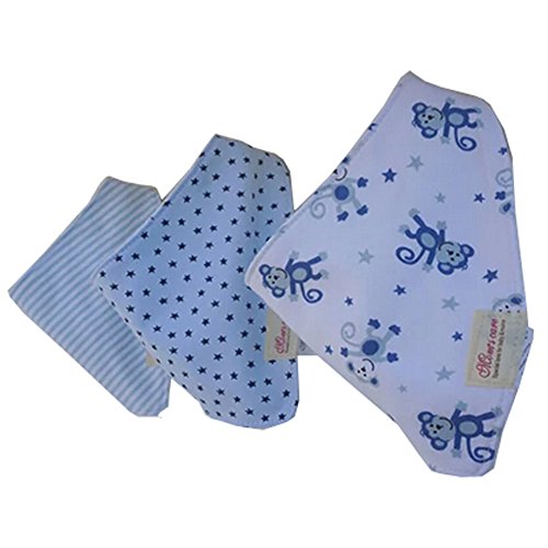 Lovely Feeding Bandana Bibs for Babies and Toddlers Set of 3(monkey and star)