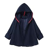 Paolian Manteau Dames Automne et Hiver Veste en Laine de Haute qualité Coupe-Vent à Capuche Poche Manteau en Laine à Manches Longues, Manteau en Laine à Capuche Chaud（S/M/L/XL/XXL）