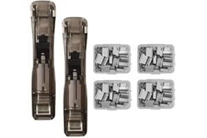 BGCYEGD Clam Clip Dispenser,with 200 Reusable Refill Clips,Will Not Damage Your Papers, Binder Clips Paper Clips for School Office,Seamless Stapler for Desk Document Office Home School (Black)