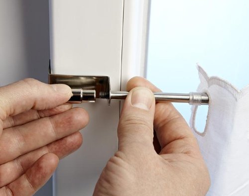 Klemmstange Easy Fix 2 Größen 2 Farben ausziehbar ohne Bohren Vitrage zum Klemmen Klemmstange 75-125cm edelstahl-optik - 5