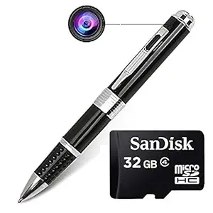 M S TECH 1920x1080p FHD 12MP Spy Pen Camera Hidden Portable Device With Free 32Gb Memory Card - Black