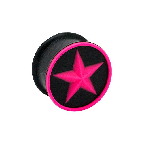 Blue Banana Body Piercing Dilatación Silicona Star Plug (Negro/Rosa) - 20mm (Calibre/Grosor)