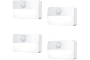 ANKILO Lampka nocna LED z czujnikiem ruchu, na baterie, lampka nocna dla niemowląt, automatyczne włączanie/wyłączanie, idealna do sypialni, pokoju dziecięcego, schodów, 4 sztuk,