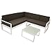 Produktbild Aluminium Loungeset Arese weiss Ecklounge Polster grau Tisch Glasplatte Lounge