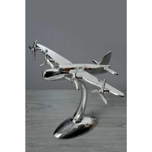Preisvergleich Produktbild FLUGZEUG AUS ALUMINIUM FLUGZEUGMODELL SILBER DEKO MODELL