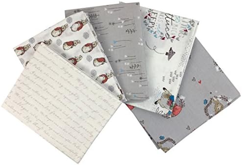 Beatrix Potter Peter Rabbit Fat Quarters | Grey | Cotton | 5 Pieces | Q2146