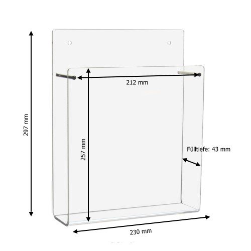 Din A4 Wandprospekthalter im Hochformat aus Acrylglas - 4