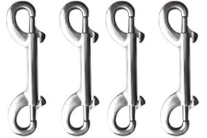 SANMUM Double End Bolt Snaps Stainless Steel Clip Hook Set for Scuba Diving Pets Keychains Holder Security Set of 4 (65mm, Silver)