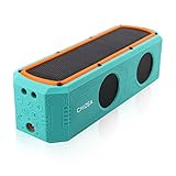 Solar Bluetooth Lautsprecher mit Powerbank 4400mAh 55 Stunden Spielzeit Dual Treiber HD Stereo Bass Sound Bluetooth 4.0 Tragbar Lautsprecher für Radfahren,Camping,Wandern,Strand Außen-Lautsprecher