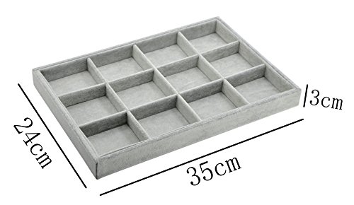 PuTwo Schublade Organizer Schmuck Halter Schmuck Organizer 12 Fächer Lint Jewellery Box Schmuckkästchen – Grau - 3