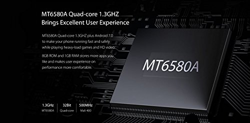 Blackview A7 - 5.0 Zoll IPS Screen 3G Android 7.0 Smartphone, 2MP Front Kamera + 5MP Dual RÃ¼ckfahrkamera, 1.3GHz Quad Core 1GB RAM 8GB, Dual SIM Bluetooth 2800mAh Akku - Schokolade Schwarz