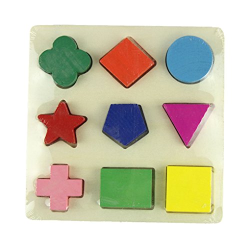 Fulltime(TM) Geometric Puzzle Wooden Shapes Jigsaw Puzzle (A)