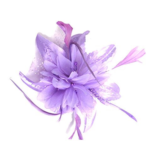 Lilac Flower and Spotted Net Bridal Hair Comb Fascinator