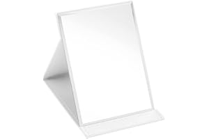 NEWRAIN Vanity Mirror, Small Mirror Makeup Travel Mirror-Portable Super HD Mirror Makeup Mirror Multi Stand Angle Hand Free,Handheld, White Tabletop Foldable Mirror