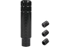 muge racing Aluminum Alloy Weighted Shifter Knob,5" Auto Gear Shift Knob with 3 Threaded Adapters M8 M10 M12,Fit Most Automatic Manual Vehicle-Carbon Fiber