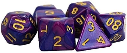 Polyhedral 7-Die Critical Role Dice Set - Dragon's Eye - Royal Purple &amp; Blue with Gold