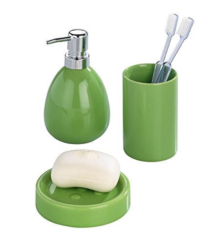 WENKO 18288100 Seifenspender Polaris Green, Fassungsvermögen 0.39 L, Keramik, 9.5 x 16.2 x 9 cm, Grün - 2