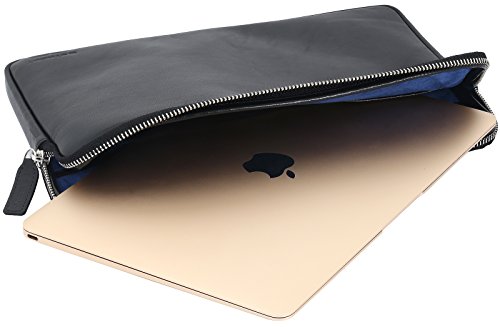 StilGut Sleeve Bellevue MacBook Sleeve aus echtem Nappa-Leder mit Innenfächern und Reißverschluss für Notebooks bis 12″ z.B. MacBook 12″, Schwarz - 4