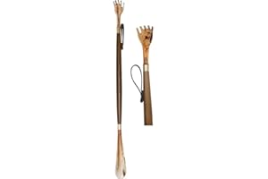 ROCKING GIFTS Calzador de Zapatos, Botas, Largo, Ideal para personas mayores, con Rascador, Mano de Madera 45 cm