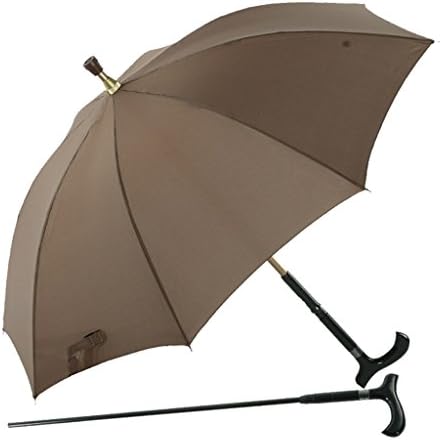 Automatic Open Long-handled Umbrella Windproof Sun Protection Outdoor Strong Durable Umbrellas Self Defense Skid Climbing Creative Walking Stick Umbrella ( Color : Brown )
