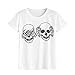 Produktbild Mallorma® Frauen Damen Schädel Druck T-Shirt Kurzarm Casual Tops Bluse Shantou Bedruckte kurzärmeliges T-Shirt-Oberteil (M, weiß)
