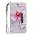 Produktbild Chreey Hülle für Samsung Galaxy J6+ / J6 Plus, Verbesserte Version Magnetverschluss Leder Handyhülle Flip Schutzhülle mit Brieftasche Kartenfach Standfunktion [Rosa Blumen]