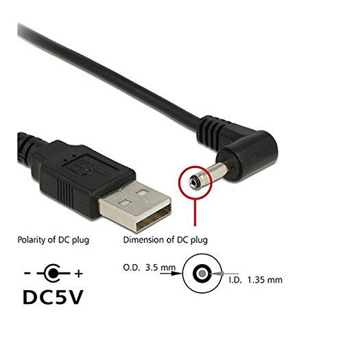 CY USB 2.0 männlich zu rechts gewinkelt 90 Grad 3,5 mm 1,35 mm DC Power Plug Barrel 5 V Kabel 80 cm - 2