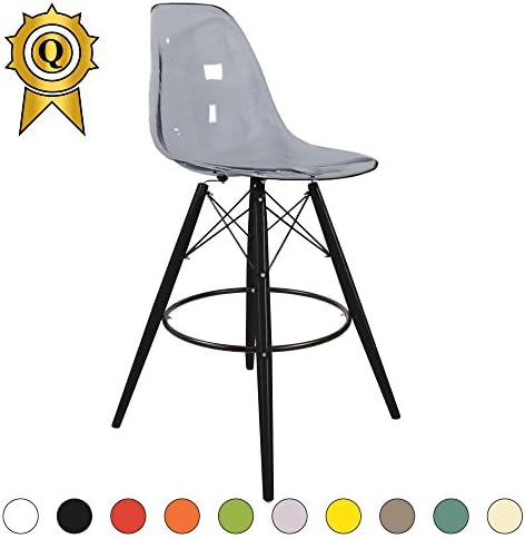 "4X High Chair Bar Stool Wood Black Eiffel mobistyl® dswhb-m-4 Transparent Smoke