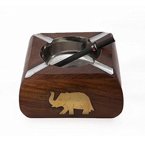 Geschenk zum Vater am Vatertag Hölzerner Aschenbecher mit goldenem Elefanten Einzigartige Aschenbecher, Zigarette im Freien - 2