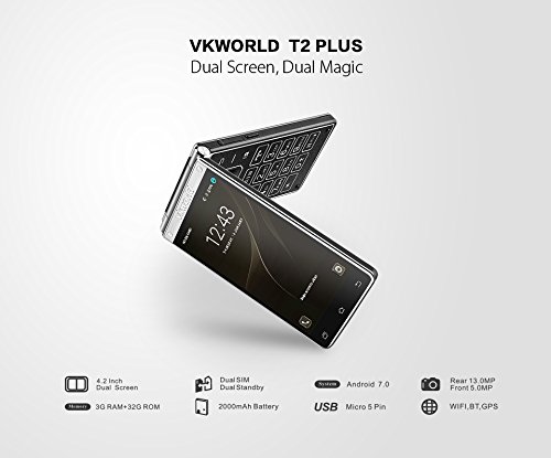 VKWorld T2 Plus Smartphone Android 7.0 Doppio Display CPU Quad Core Google Play