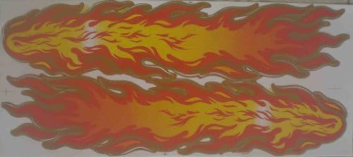 Flames Fire Sticker Decal Tuning 1 Sheet: 40 cm x 18 cm for Sports Skateboard Bicycle Motorbike Car etc