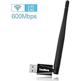 Leelbox Antena WiFI con 5dBi 600Mbps, Adaptador USB Pincho WiFi de Dual Banda 2.4G/5.8G. Dongle WiFi 802.11ac con Largo Alcance para Linux/Android/Windows 7/8/8.1/10, XP, Vista