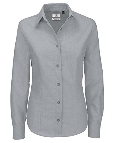 B&C Ladies Oxford Long Sleeve Shirt / Ladies Shirts & Blouses (6XL) (Silver Moon)