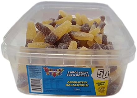 Heavenly Delights Large Fizzy Cola Bottles Tub of 120 pcs *Halal HMC Certified*
