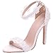 Produktbild ZPFME Dedding High Heels Damen White Sandals Pearl Damen Elegant Pumps Lace Ankle Strap Hochzeit Stiletto,White-EU38/240