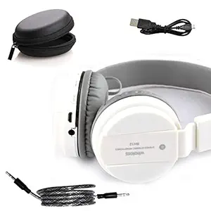 Sports SH-12 Wireless Bluetooth Over the Ear Headphone with Mic (White)