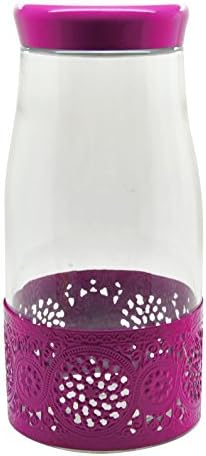 Silicone Gold Jar with Openwork, Glass, Pink, 28 x 13 x 13 cm