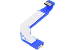 NFHK Angled Type-C Male to USB-C Female Extension Ultra Slim Data Cable Connector Protector 65W Fast Charge for Tablet Phone (Blue)