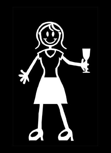 My Stick Figure Family sticker Famille autocollant voiture Femme avec verre de vin F6 My Stick Figure Family sticker Famille autocollant voiture Femme avec verre de vin F6