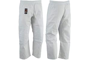 Playwell Arts Martiaux Judo Pantalon Blanc Blanchie - (Double Rembourré Genoux) - Blanc, 160cm