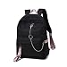 Produktbild Q.KIM Neues Upgrade Schulranzen mit USB-Ladeport Laptop Rucksack Schultasche Einfarbig Lässige Daypack-Schwarz Rosa B