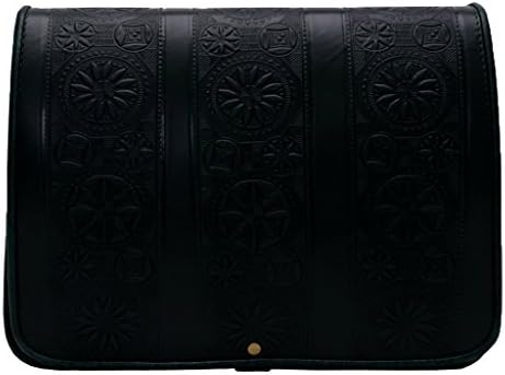 Koson Leather - Black Columns – Traditional Motifs Leather bag with moulded patterns