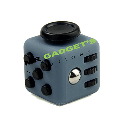 Fun Fidget Cubes 6 Sided Cube Adult Anxiety Stress Relief Cube Toys Gift-Grey/Black Fun Fidget Cubes 6 Sided Cube Adult Anxiety Stress Relief Cube Toys Gift-Grey/Black