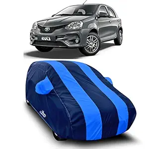 Drench Water Resistant - dust Proof - car Body Cover for Compatible with Toyota Etios Liva car Cover - Water Resistant UV Proof - car Body Cover (Royal Blue with Mirror)